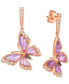 ფოტო #1 პროდუქტის Grape Amethyst (2-1/3 ct. t.w.) & Diamond (3/8 ct. t.w.) Butterfly Drop Earrings in 14k Rose Gold