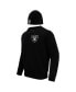 ფოტო #4 პროდუქტის Men's Black Las Vegas Raiders Crewneck Pullover Sweater and Cuffed Knit Hat Box Gift Set