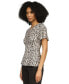 Фото #4 товара MICHAEL Women's Printed Keyhole Flutter-Sleeve Top