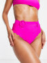 Фото #1 товара The Frolic Crete scallop high waist bikini bottom in hot pink