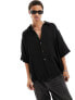 Weekday oversized short sleeve shirt in black