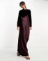 Фото #2 товара ASOS DESIGN satin batwing bias cut maxi dress with contrast velvet bodice in burgundy