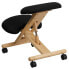 Mobile Wooden Ergonomic Kneeling Chair In Black Fabric