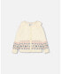 Toddler Girls Jacquard Knit Cardigan Off White With Flowers - Toddler|Child