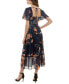 Фото #2 товара Juniors' Floral-Print Tiered Midi Dress