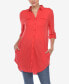 Women's Stretchy Button-Down Tunic Top