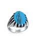 ფოტო #5 პროდუქტის Biker Jewelry Mens Animal Claw Set Large Oval Cabochon Signet Statement Western Ring Oxidized Silver