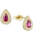ფოტო #4 პროდუქტის Amethyst (5/8 ct. t.w.) & Lab-Grown White Sapphire (1/6 ct. t.w.) Pear Halo Stud Earrings in Sterling Silver (Also in Additional Gemstones)