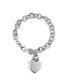 Solid Link Heart Shape Tag Charm Bracelet 7.5 Inch For Women Teens .925 Sterling Silver Made in Italy