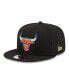 ფოტო #3 პროდუქტის Men's Black Chicago Bulls Neon Pop 9FIFTY Snapback Hat