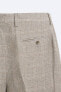 Фото #9 товара Костюмные брюки из вискозы и льна в клетку ZARA