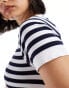 ASOS DESIGN seamless baby tee in navy stripe