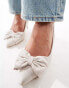 New Look satin bow heeled shoe in cream