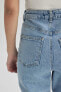 Фото #5 товара Mary Vintage Straight Fit Yırtık Detaylı Yüksek Bel Paça Ucu Kesik Bilek Boy Jean Pantolon