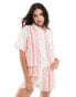 JDY boxy shirt co-ord in white & pink stripe Бежевый, 2XL - EU 44 - фото #1