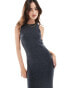 Pieces knitted racer neck bodycon maxi dress co-ord in charcoal Черный, S - EU 36 - фото #2