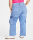 Фото #4 товара Trendy Plus Size High-Rise Utility Cargo Jeans, Created for Macy's