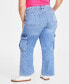 ფოტო #7 პროდუქტის Women's Light Wash High Rise Utility Cargo Jeans, 0-26W, Created for Macy's