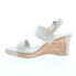 Фото #3 товара David Tate Rome Womens Beige Narrow Leather Hook & Loop Wedges Heels Shoes