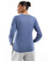 Object crewneck knitted jumper in blue Голубой, L - EU 40-42 - фото #4