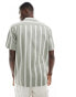 New Look short sleeved striped linen blend shirt in green