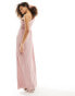 Y.A.S Bridesmaid plisse one shoulder maxi dress in pink