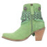 Dingo Bandida Paisley Studded Round Toe Cowboy Booties Womens Green Casual Boots