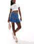 Фото #2 товара ASOS DESIGN denim pleated mini skirt with belt in midwash blue