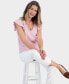 Фото #1 товара Women's Cotton Gauze Flutter Sleeve Top, Created for Macy's
