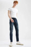 Фото #4 товара Slim Comfort Fit Normal Bel Dar Paça Yırtık Detaylı Jean Pantolon