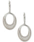 ფოტო #1 პროდუქტის Silver-Tone Pavé Open Oval Drop Earrings