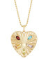 Фото #1 товара Macy's multi-Stone (1 ct.tw.) 18" Heart Pendant Necklace in 14k Gold-Plated Sterling Silver