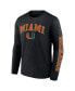 Фото #3 товара Men's Black Miami Hurricanes Distressed Arch Over Logo Long Sleeve T-shirt
