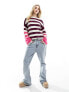 JDY wide sleeve jumper in purple and pink stripe