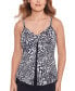 Фото #1 товара Women's Printed Knotted Flyaway Tankini Top, Created for Macy's