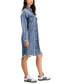 Фото #3 товара Women's Belted Long-Sleeve Denim Shirtdress