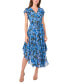 Фото #2 товара Women's Floral-Print Flutter-Sleeve Dress