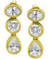 ფოტო #1 პროდუქტის Cubic Zirconia Mixed-Cut Drop Earrings in 18k Gold-Plated Sterling Silver, Created for Macy's