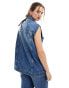 ASOS DESIGN oversized denim waistcoat in mid wash blue