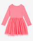 Фото #2 товара Toddler Girls Long-Sleeve Ribbed Glitter-Tulle Dress, Created for Macy's