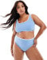 Фото #1 товара ASOS DESIGN Curve contrast binding high leg high waist bikini bottom in dusty blue