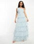 Beauut Petite Bridesmaid one shoulder tiered maxi dress in ice blue