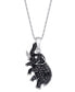 ფოტო #1 პროდუქტის Black and White Diamond 1/10 ct. t.w. Elephant Pendant Necklace in Sterling Silver