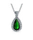 Фото #1 товара Bling Jewelry classic Bridal Jewelry Pear Shape Solitaire Teardrop Halo AAA 15CT CZ Simulated Emerald Green Pendant Necklace For Women Prom Bridesmaid Wedding Rhodium Plated