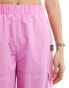 Armani EA7 logo nylon loose cargo joggers in pink