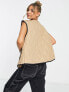 Noisy May contrast trim quilted gilet in beige