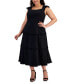 Фото #1 товара Plus Size Ruffle-Trimmed Tiered Midi Dress