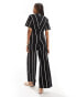 ASOS DESIGN ruched side jumpsuit with wide leg in stripe Полоса, 38 - фото #4