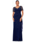 ფოტო #1 პროდუქტის Petite Beaded Scallop-Sleeve Cascading Dress