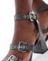 RAID Neesha block heeled sandals with buckles in grey Grau PU, 42 - фото #2